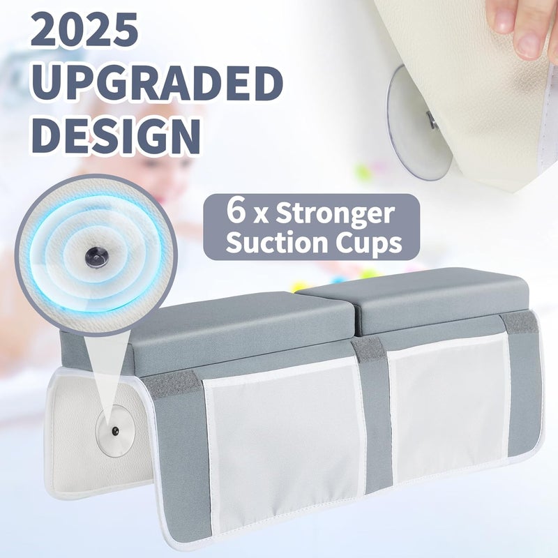 URMYWO Bath Kneeler and Elbow Rest Pad Set - 1.5" Thick Baby Bath Kneeler Pads with Toys Organizer, Anti-Slip Cozy Knee & Arm Support Bathtub Mat, Quick Dry Kneeling Pad for Baby Bath Time - Image 3